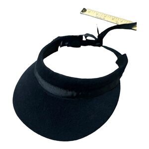 Kangol Womens Black Visor Hat Cap Adjustable Ribbon‎ Tie Cotton